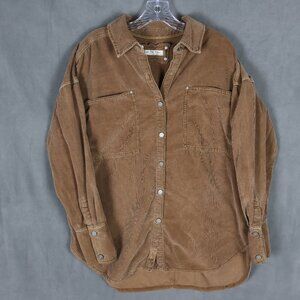 We the Free Corduroy Shacket Womens Small Brown Oversized Boyfriend Fit Top